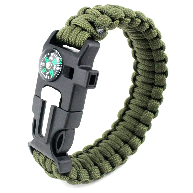 Men Outdoor Survival Umbrella Rope SOS Bracelet survival whistle survival tool Camping Adventure Emergency Rescue Compass Sport Whistle Bracelets