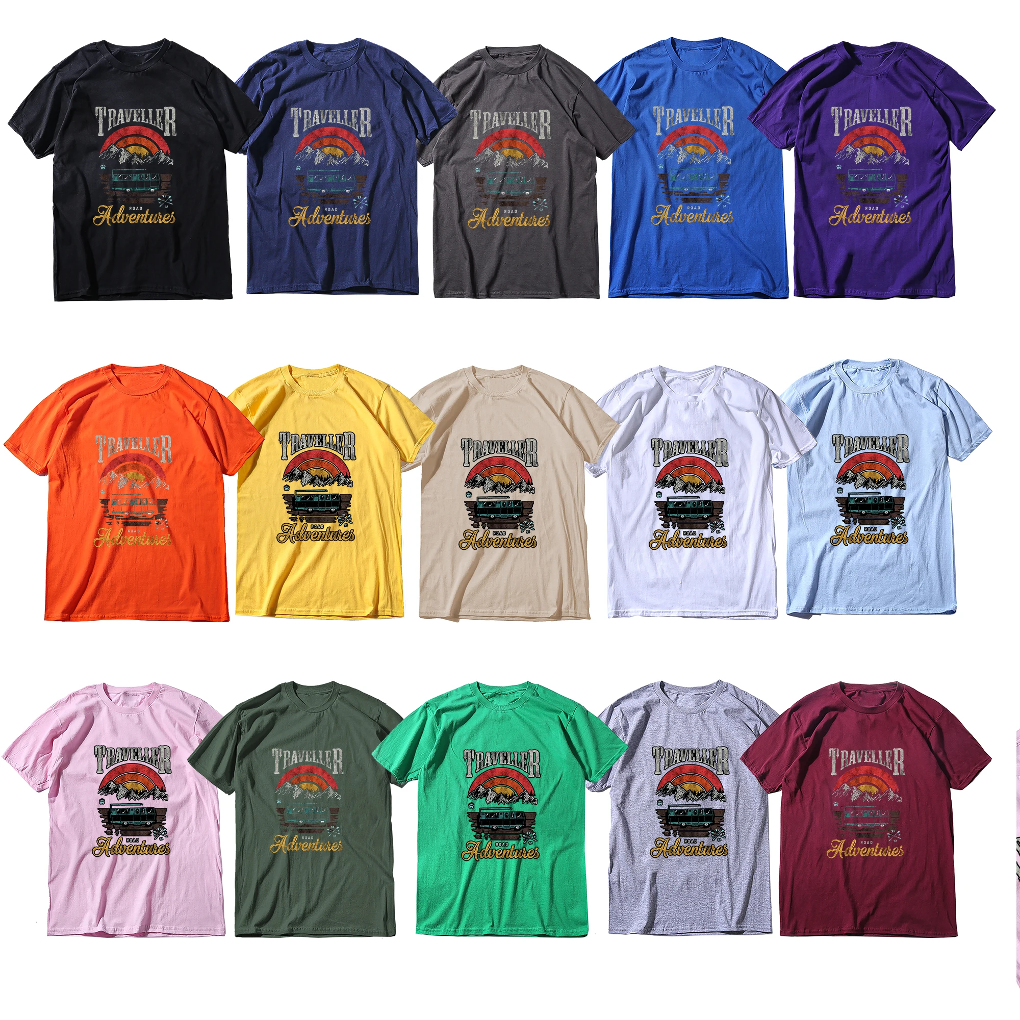 Coolmind YA007 100% Baumwolle Übergrößen Cool Traveller Print Herren T-Shirt Exklusives Grafik-Design Lockeres Herren T-Shirt Baumwoll-T-Shirts für Männer – Detail 6
