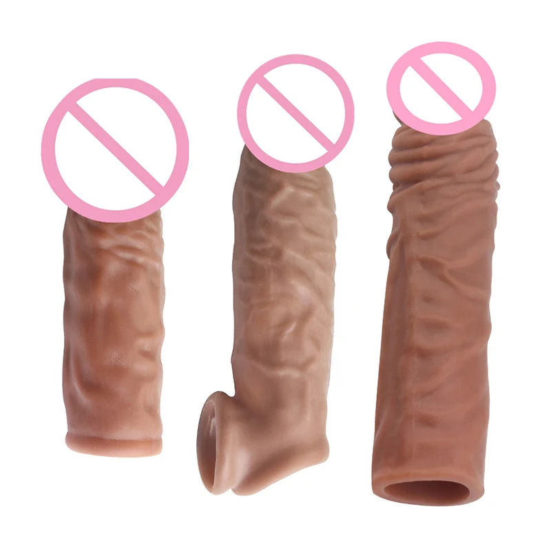 Estensione Della Manica Del Pene Ingrandimento Dildo Enhancer Cover Giocattoli Adulti Del Sesso Per Gli Uomini Pene Delay Preservativi Dick Cock Eroti