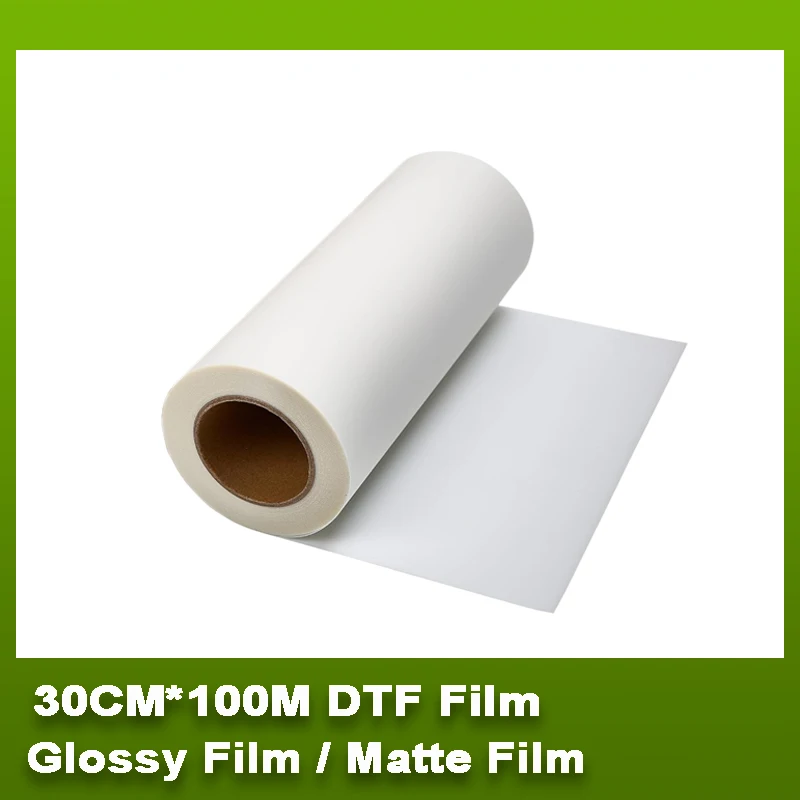 CFINK 33cm*100m 롤 DTF 필름 PET 전사 필름 75 마이크론 Epson L1800 I3200 4720 XP600 DTF 프린터용 DTF 잉크 인쇄 33cm