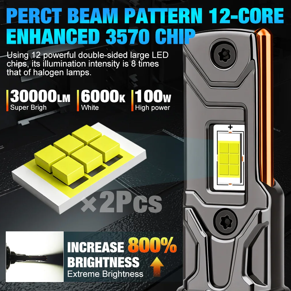 H7 LED 자동차 헤드라이트 상향등 하향등 헤드램프 캔버스 에러프리 12V H7 LED CSP 칩 자동차 주행등 12V 6000K