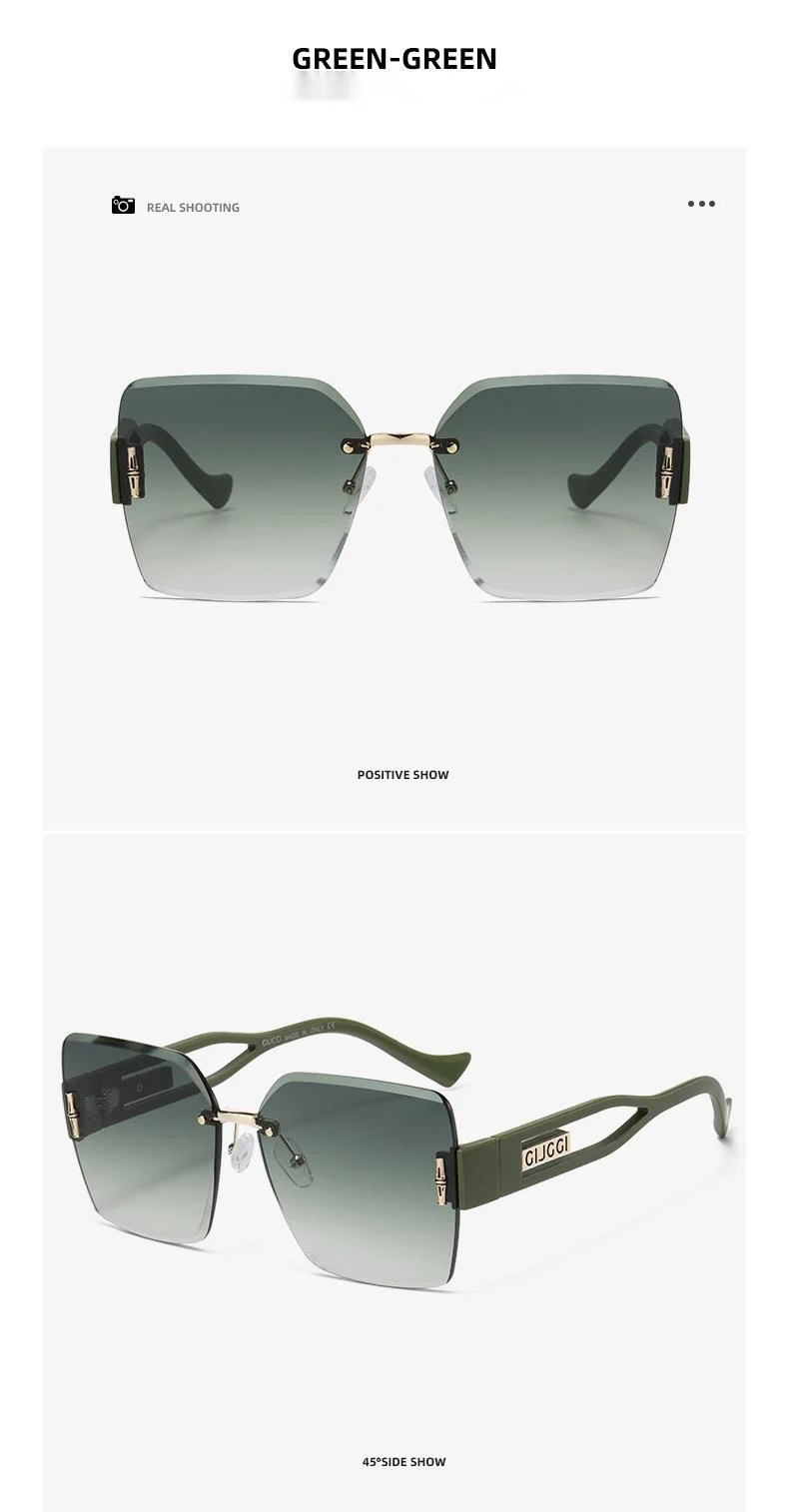 Fashionable Women's Square Frameless Sunglasses Large Frame_voghion.com