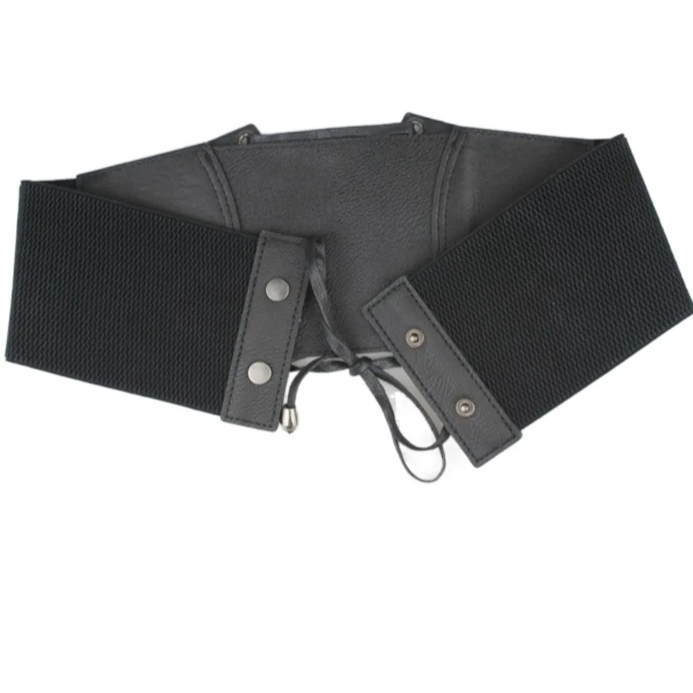 Gothic Spicy Girl PU Leder Korsett Einfarbig Elastischen Breiten Gürtel Abnehmen Bund Western Cowboy Gürtel Damen – Detail 11
