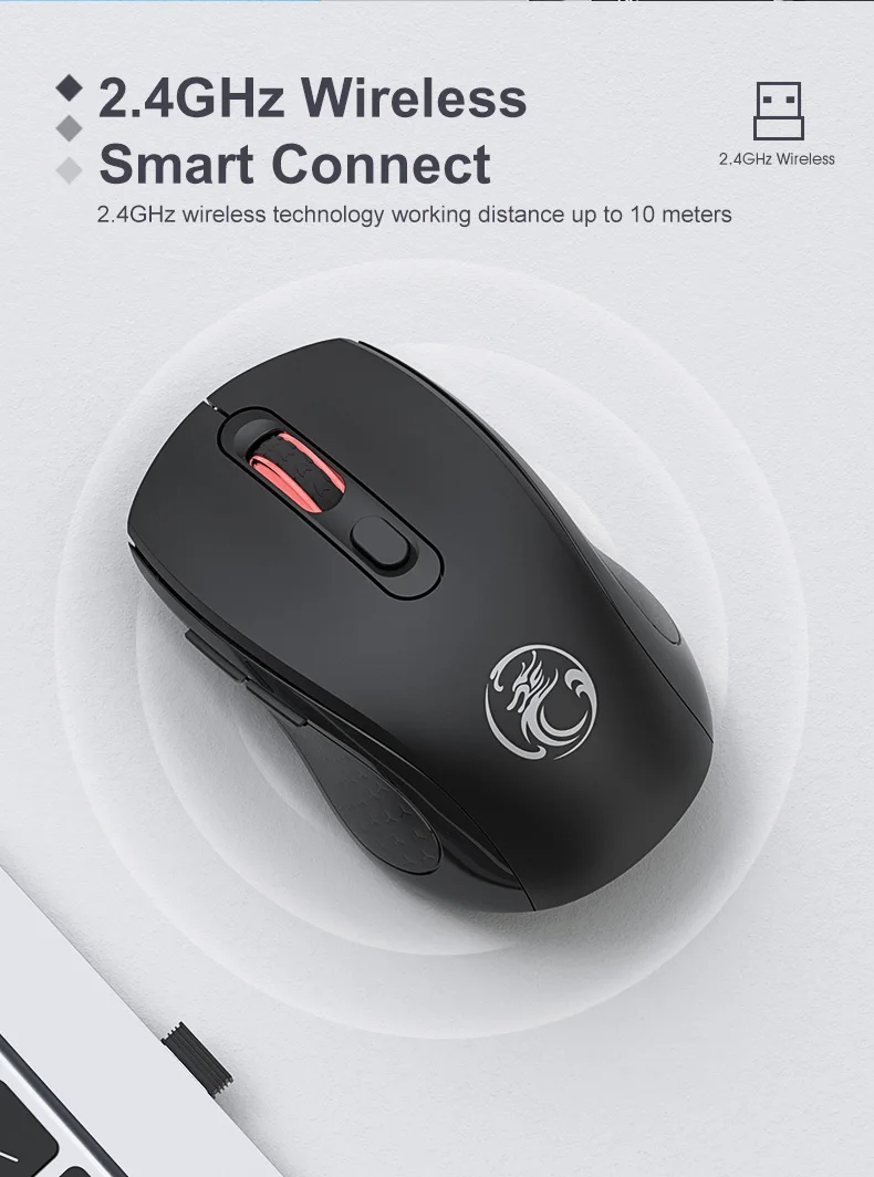 Yomoe Mini Souris Doigt Optique Sans Fil 2,4G - Anneau Ergonomique Noir Pour Ordi Portable
