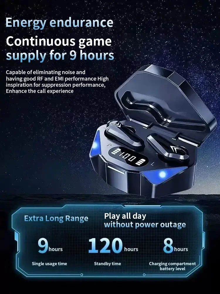 2025 New TWS Wireless Earphones with Bluetooth 5.49 Gaming Headset Sport Earbuds with LED Display Earhooks and Built-in Mic 4