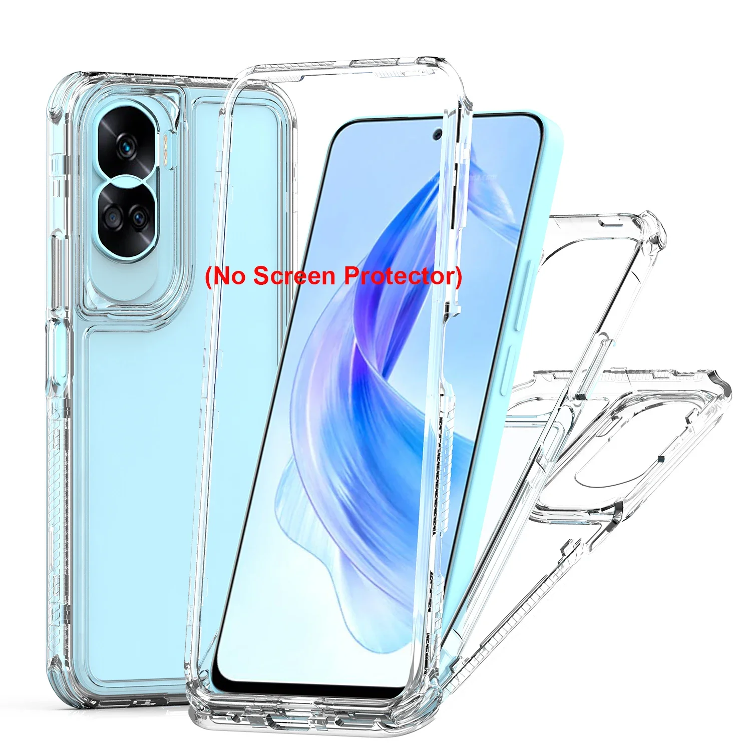 Hybrid Armor Shockproof Phone Case with Hard Plastic Frame and Transparent TPU Back Cover