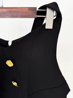 HIGH STREET Newest Fashion 2026 Designer Women's Rose Metal Buttons Halter Skirt - Image 5