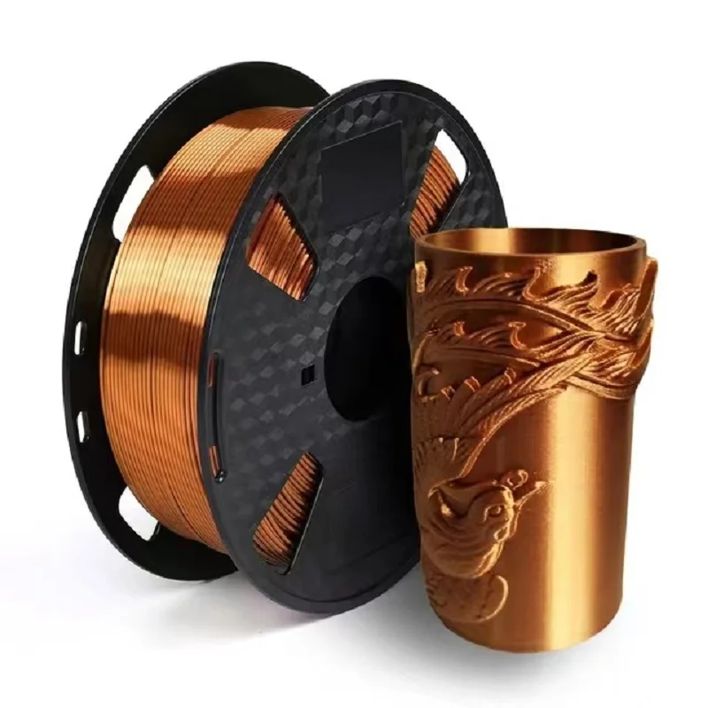 EasyThreed 3D 프린터 PLA 실크 필라멘트 1.75mm 실키 필라멘트 PLA 1KG 고품질 3D PLA 블랙 실버 버블 진공 없음