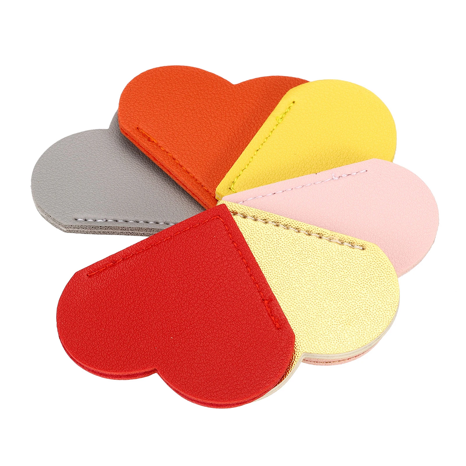 4/6Pc Corner Bookmark Heart Shape PU Leather Book Marks Page Marker Cute Page Clip Bookmark for Teacher Reader Book Lover Writer