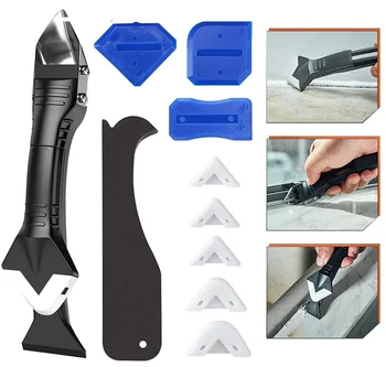 5in1 Multifunction Coner Caulking Tool Silicone Scraper Glue Remover Knife Angle Beauty Crevice Spatula Tool Grout Scraper Kit