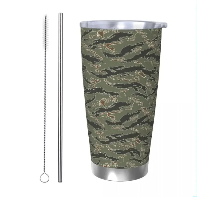 Tiger Stripe Camouflage Insulated Tumbler: The Perfect Companion for the Adventurous