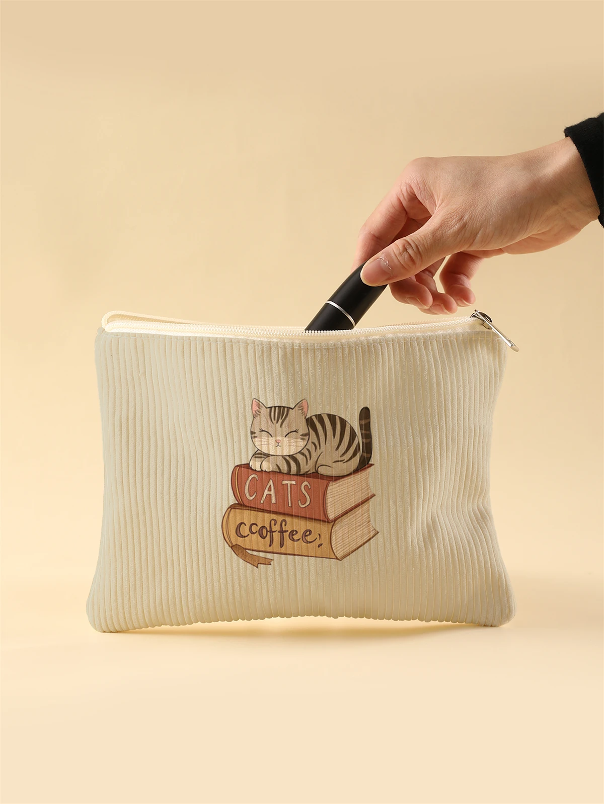 Corduroy Travel Cosmetic Bag Portable Makeup Storage Bag Purses Women Large Capacity Zipper Make Up Organizer Storage Clutch