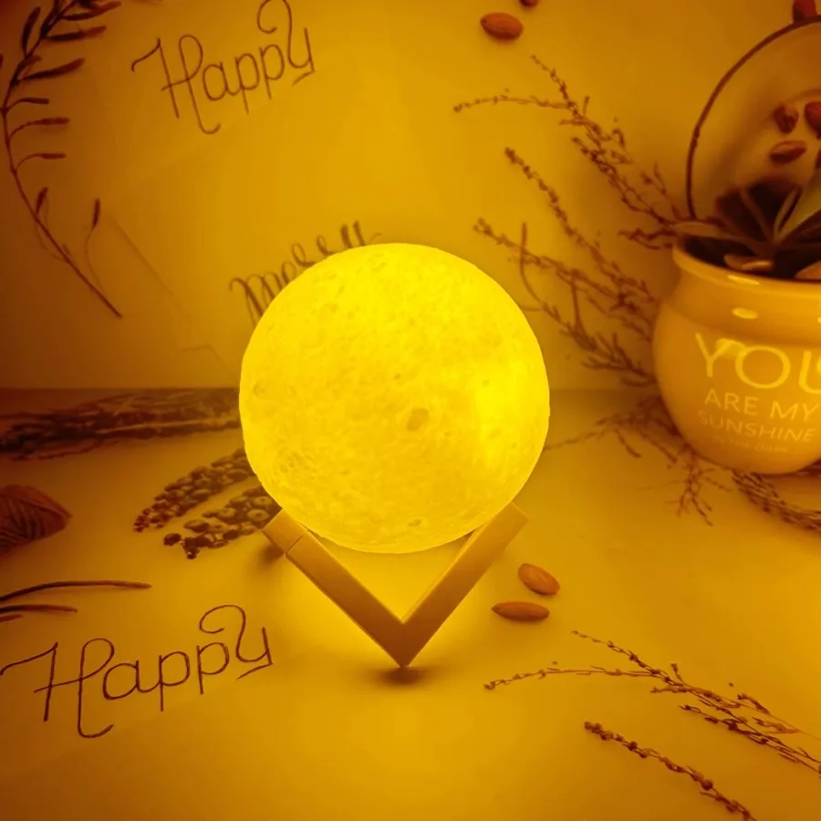 15cm 18cm 3D Moon Lamp DIY Planet Lamp Moon Ball, Luminous Battery Model with Stand, Gifts for Girls Boys Women Men