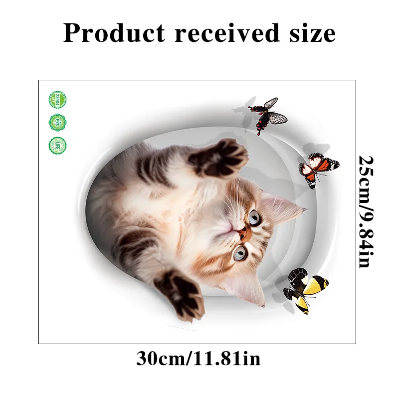 Scary Cat Toilet Sticker-Unique Home Decoration Decal for a Fun Atmosphere 1pc vinyl stickers,toilet stickers,toilet wall stickers