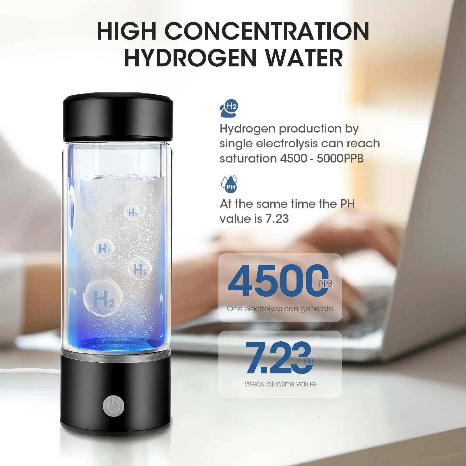 

Portable Hydrogen Water Bottle,Bike Water Bottles With PEM And SPE Technology,Up To 1300PPB, Water Generator Maker,Water Ionizer