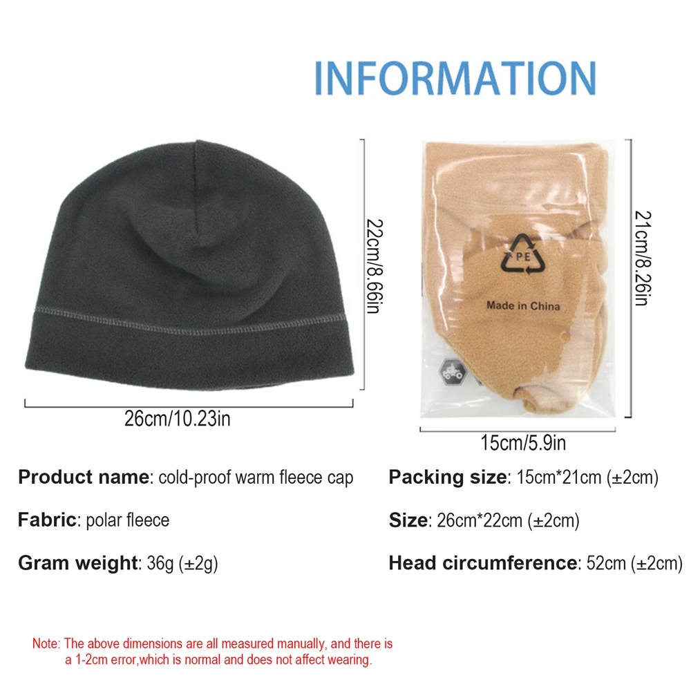 Autumn Winter Men Women Outdoor Cycling Fleece Hat Cold Insulation Windproof Cap