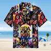 Trendy Cool Fashion KISS band Shirts Beach Party 3d Printing Hawaiian Shirt unisex Short Sleeve Oversized Blouse Lapel Shirt 1