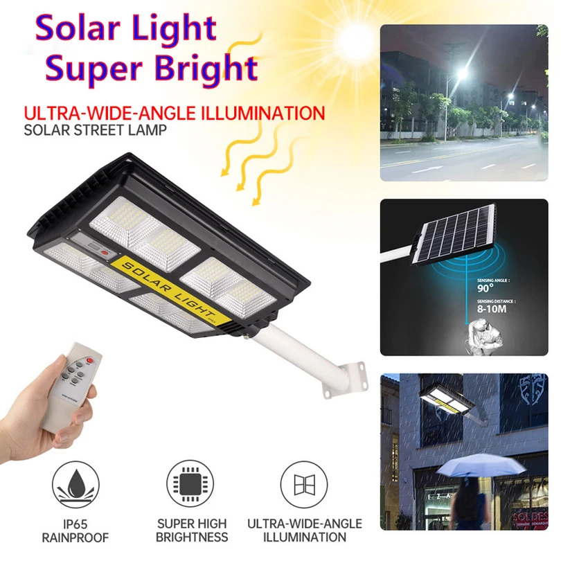 150W 720 LED Solar Street Light With Remote Control IP65 Waterproof Induction High Pole Wall Light Built-in 120000mah Battery solar street light