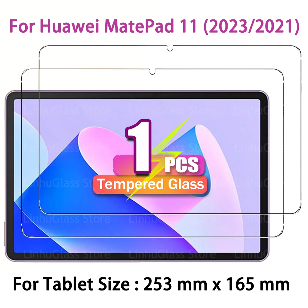 Huawei MatePad 11 2023/2021용 11인치 강화 유리 화면 보호기 9H 경도 지문 방지 거품 없음 보호 필름