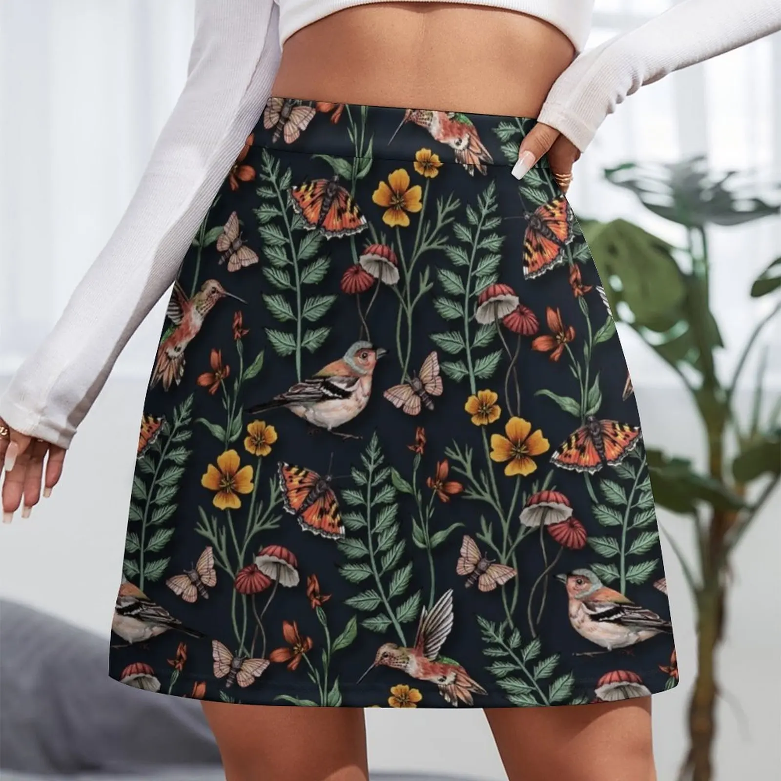 Dark Garden Birds & Butterflies Mini Skirt skirts summer 2024 woman summer dress women 2024