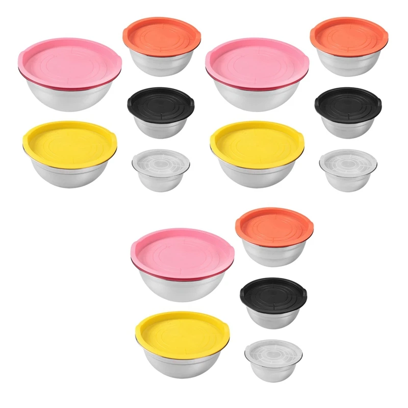 

Миска для смешивания с крышкой, набор из 15 салатных чашек из нержавеющей стали для подготовки, смешивания и сервировки