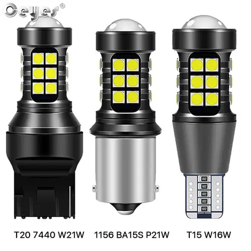 Ceyes-1156 P21W BA15S 7440 W21W 고출력 자동 LED 전구, 흰색 12V 자동차 후진 백라이트 T15 W16W 3030 방향 지시등, 2 개 2