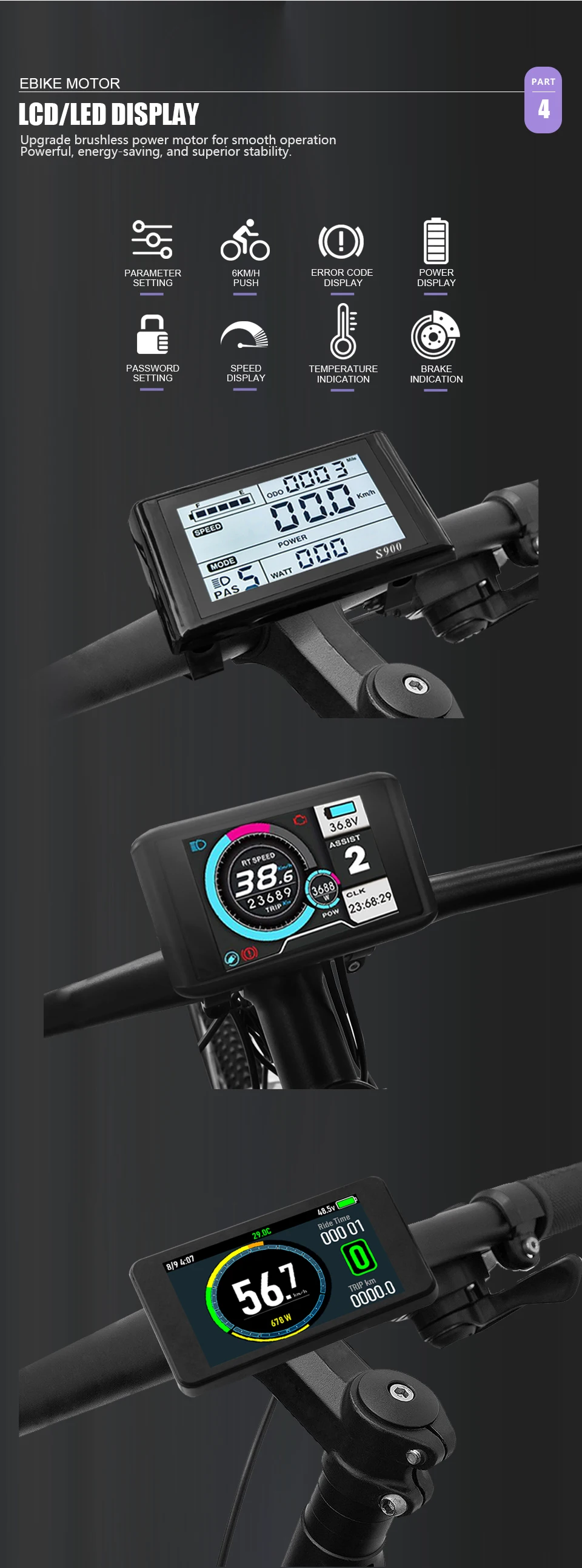 Description Picture 6 of itemFatbike 72V3000W Snow Electric Bicycle Conversion Kit 4.0 20”24”26”Tire Wheel Hub Motor Rear Dropout 170mm/190mm