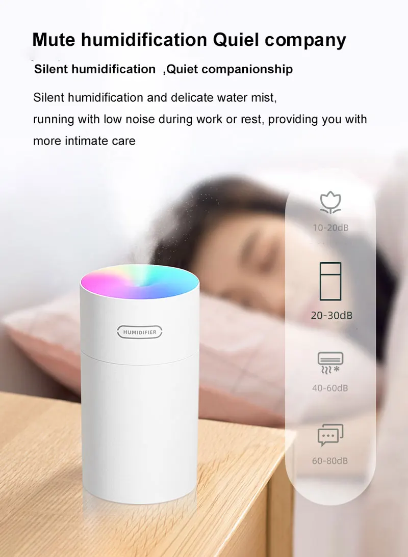 Vehicle Household Desktop Humidifier mini Water Supplement Spray Air Humidification Usb Car Portable Night Light 260ml Anti-dry