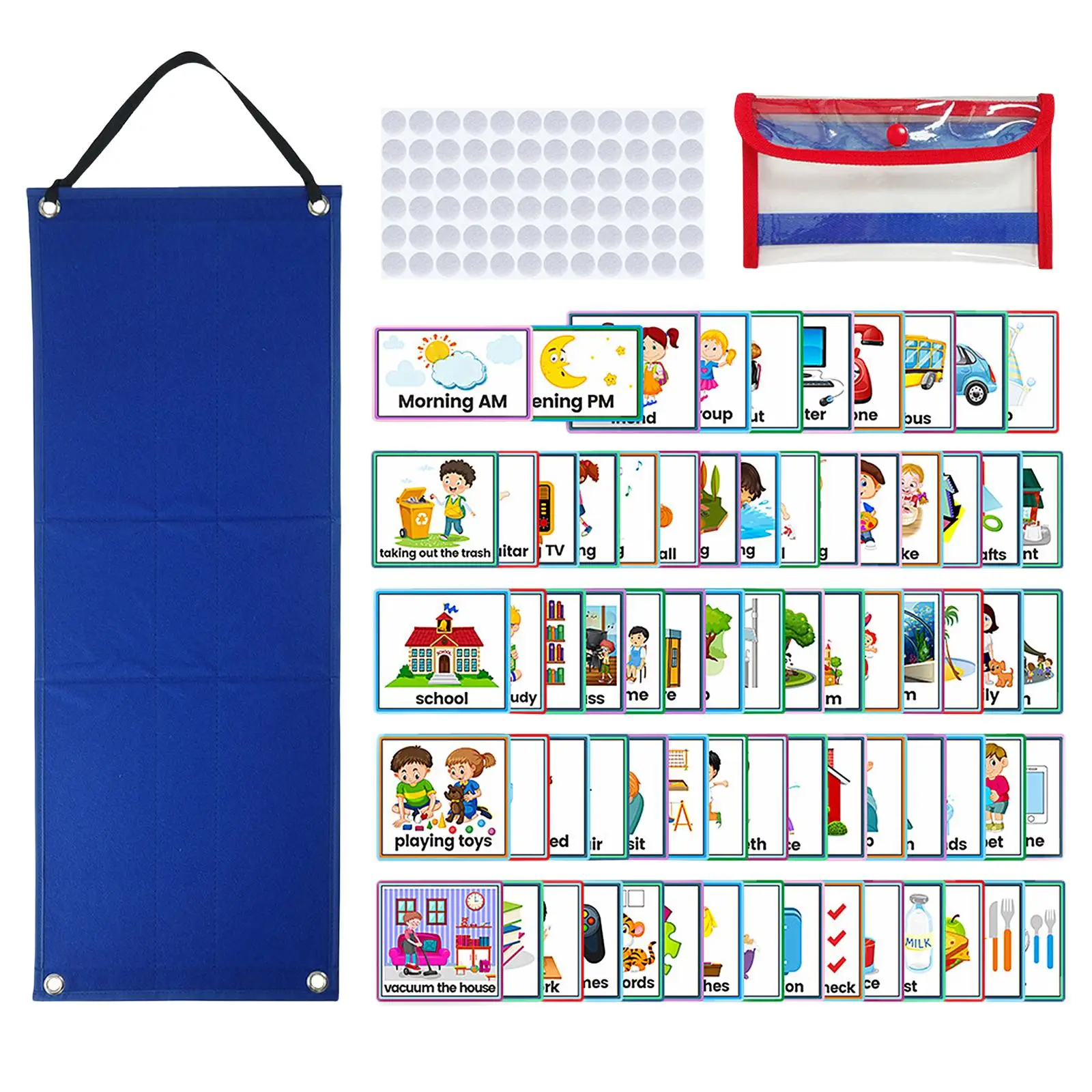 Kids Daily Visual Schedule 70 Pieces Visual Schedule Cards Routine Cards with 72 Pieces Dots Educational for School Classroom