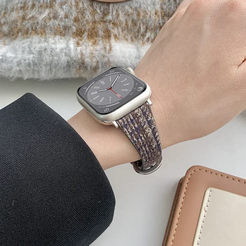 Slim Leather Strap for Apple Watch Band Ultra 49mm 8 41mm 45mm 7 SE 654321 44mm Women Bracelet Loop for iwatch series 42mm 40mm