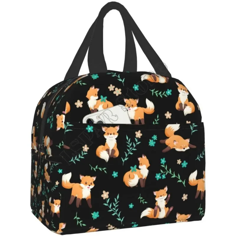 

Fox Women Men Insulated Washable Container Cooler Tote Bag Reusable Lunch Box For Office Work