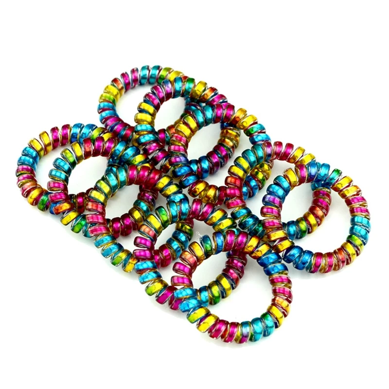 

Y1UB 10 Pcs/pack High Elastic Candy Colored Telephone Line Hair Ring Accessories