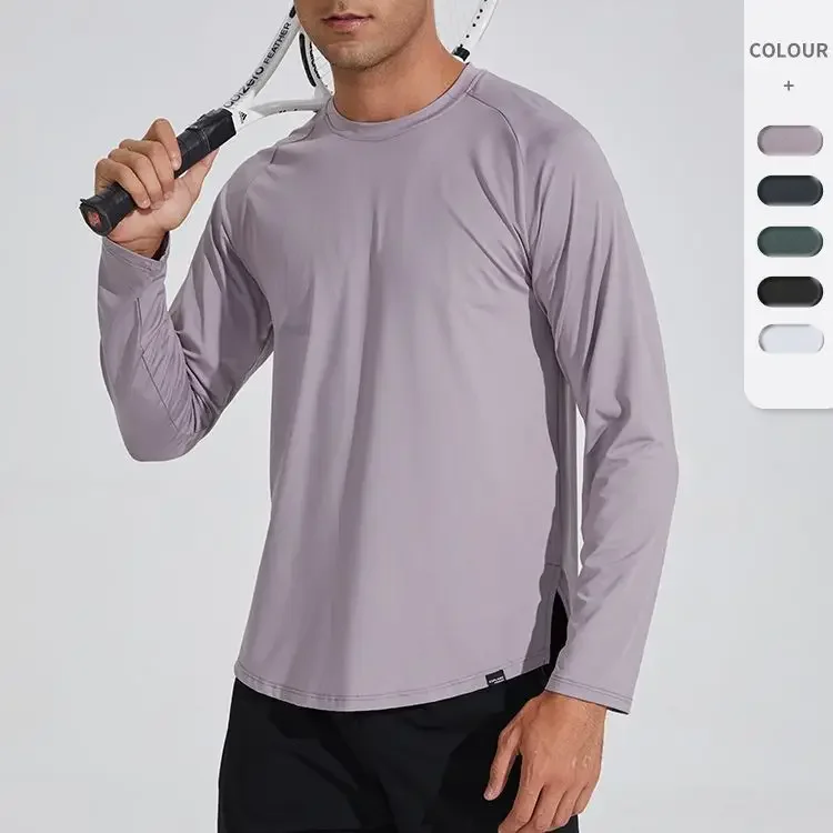 

Athletic long sleeve t-shirt sweat wicking stretch crew neck outdoor fitness running wear quick-drying clothes tshirt