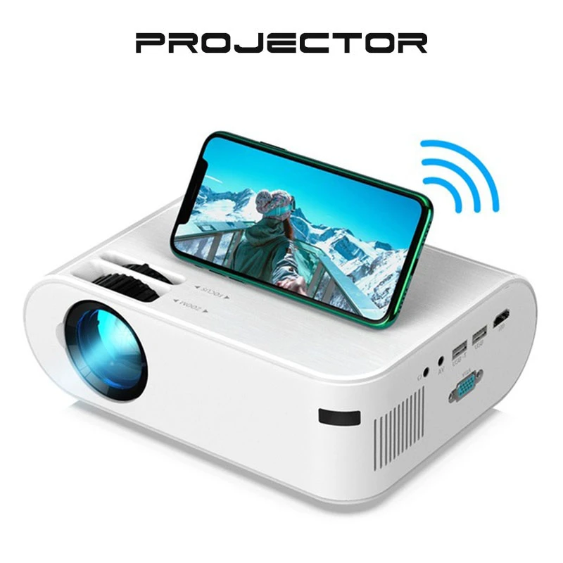 Miniproyector portátil de 5500 lúmenes para exteriores, proyector de vídeo inalámbrico, 1080P, para teléfono móvil, casa y oficina| | - AliExpress