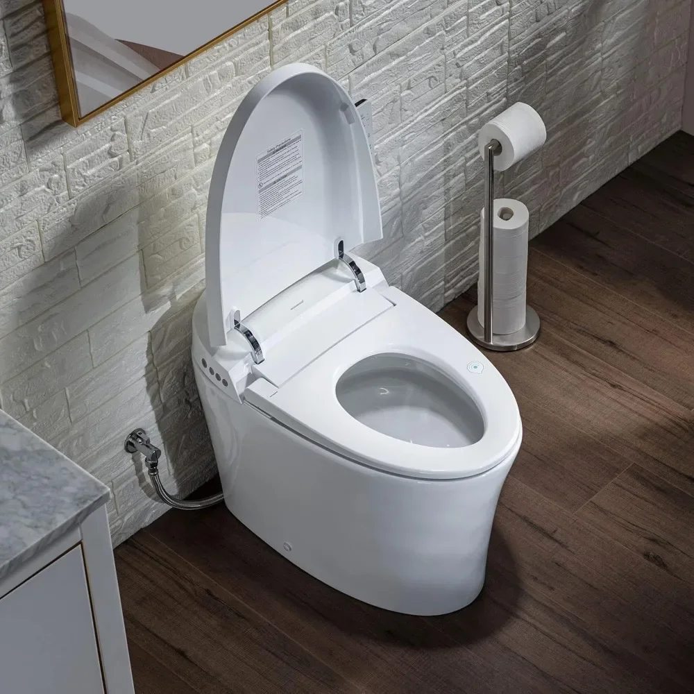 Smart Bidet Toilet, Foot Sensor Operation and Heated Seat with Integrated Multi Function Remote Control, Toilet Smart 3