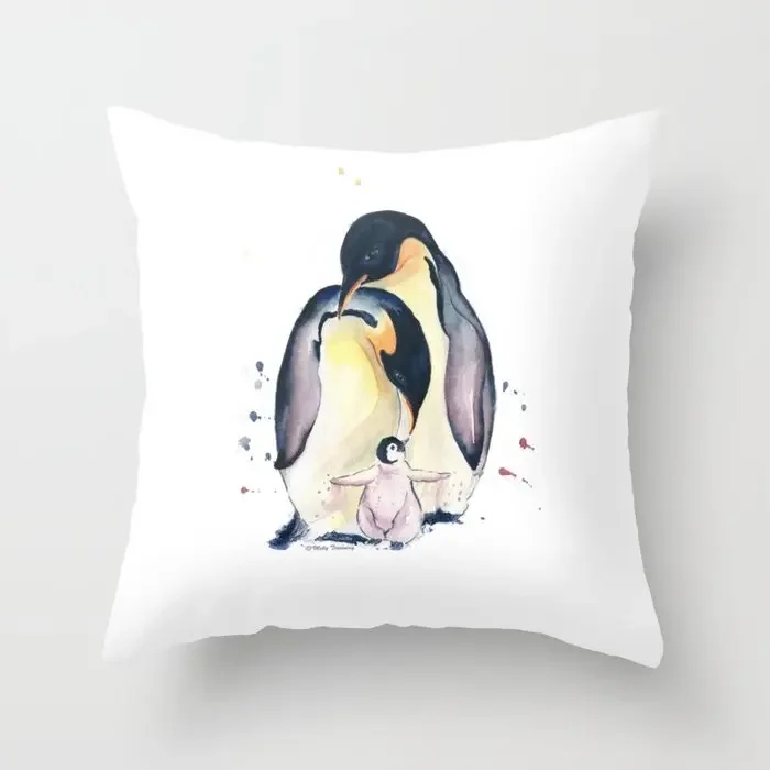 

Семейная наволочка Penguins, декоративная подушка для дивана, подушка с принтом, чехол для автомобильной подушки, украшение для дома