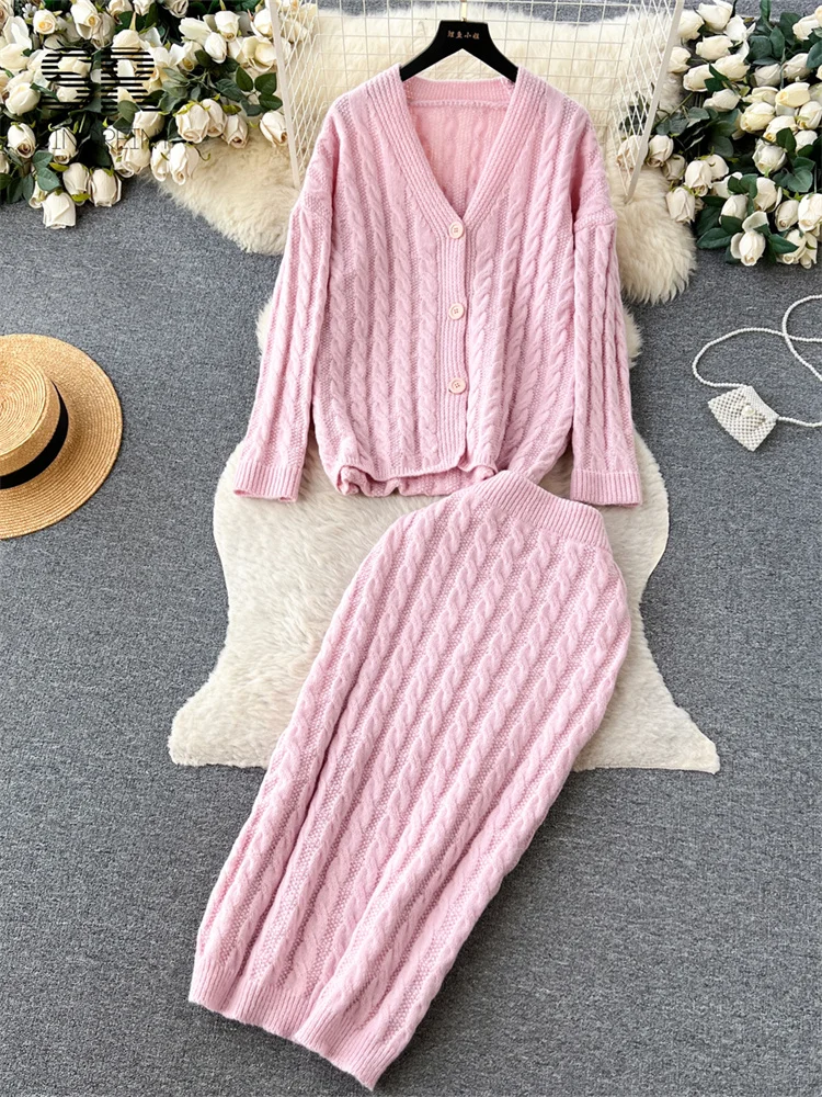 Stylish Strick-Set Damen: V-Ausschnitt Pullover & Weite Hose - Perfekt Für Herbst/Winter