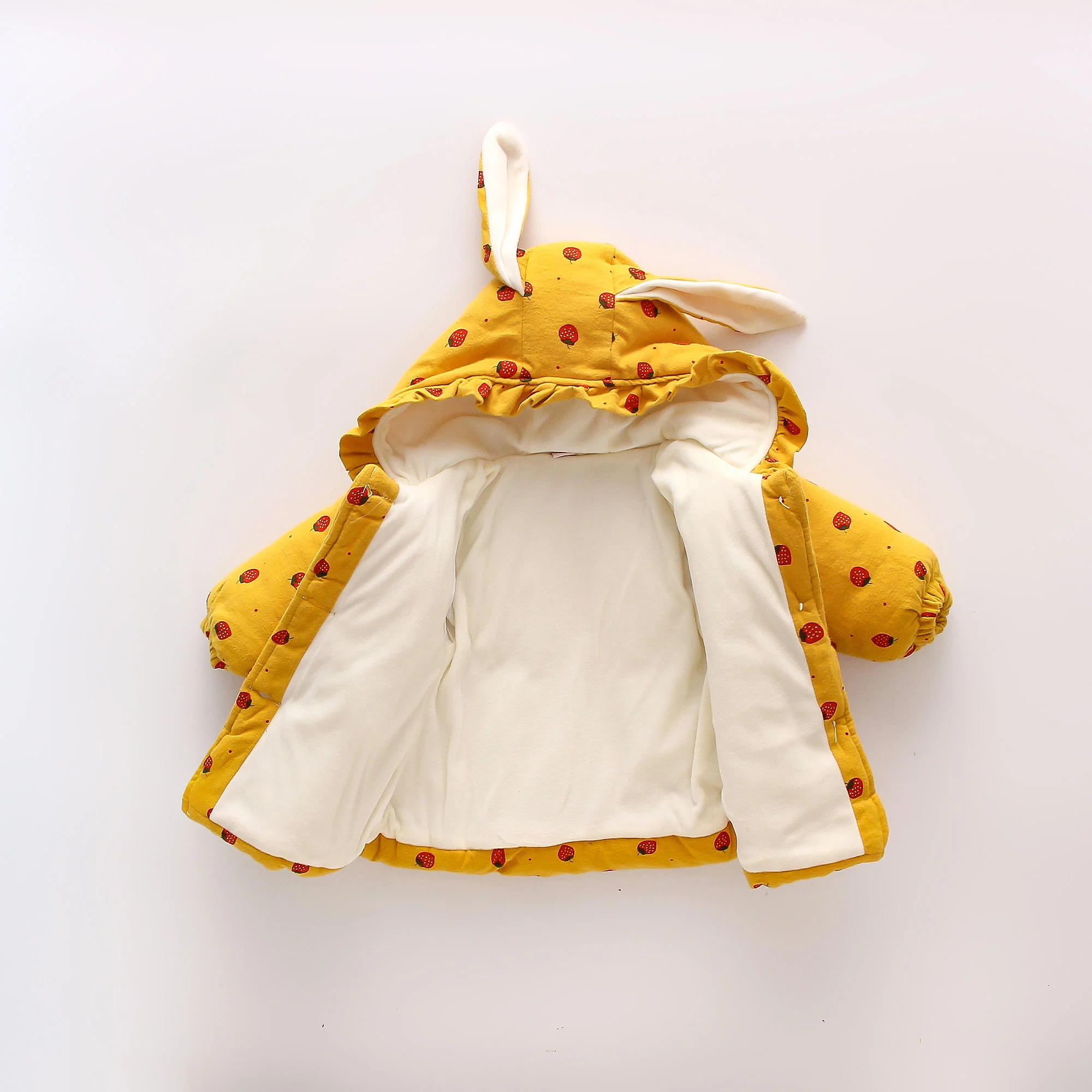 Winter New Red Strawberry Long Sleeved Baby Girl Coat, Warm And Cute Children'S Clothing (9 Months -3 Years Old)