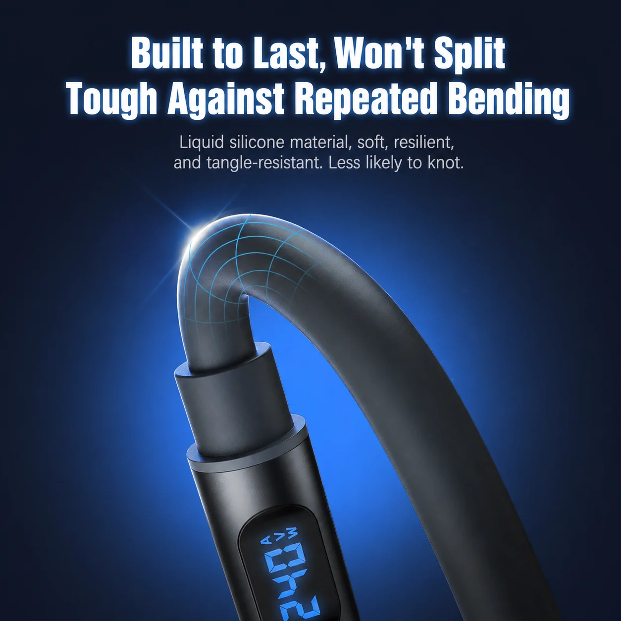 High-Speed 240W USB-C Fast Charging Cable with Digital Display - Soft Silicone Type-C Charger Cord