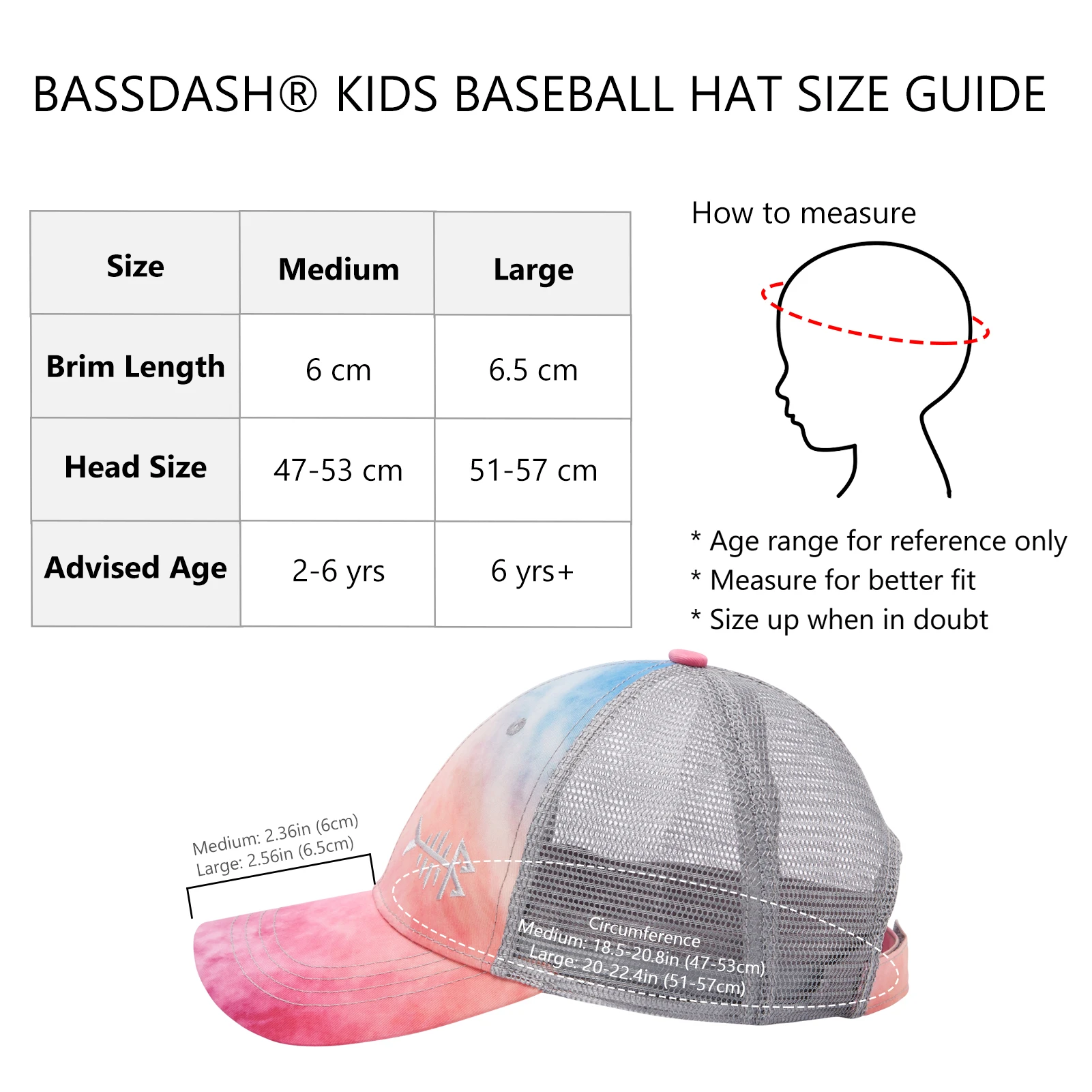 Bassdash Kids Youth Fishing Sun Hat Mesh Back Adjustable Baseball Trucker  Cap for Boys Girls Peaked Caps