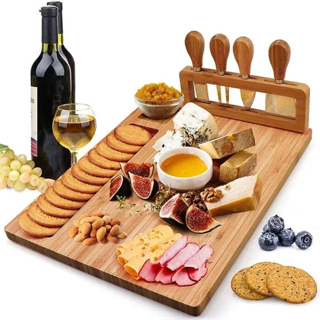Bamboo Cheese Board Cheese Knife Cheese Slicer Fork Scoop Cut Kitchen Cooking Tools