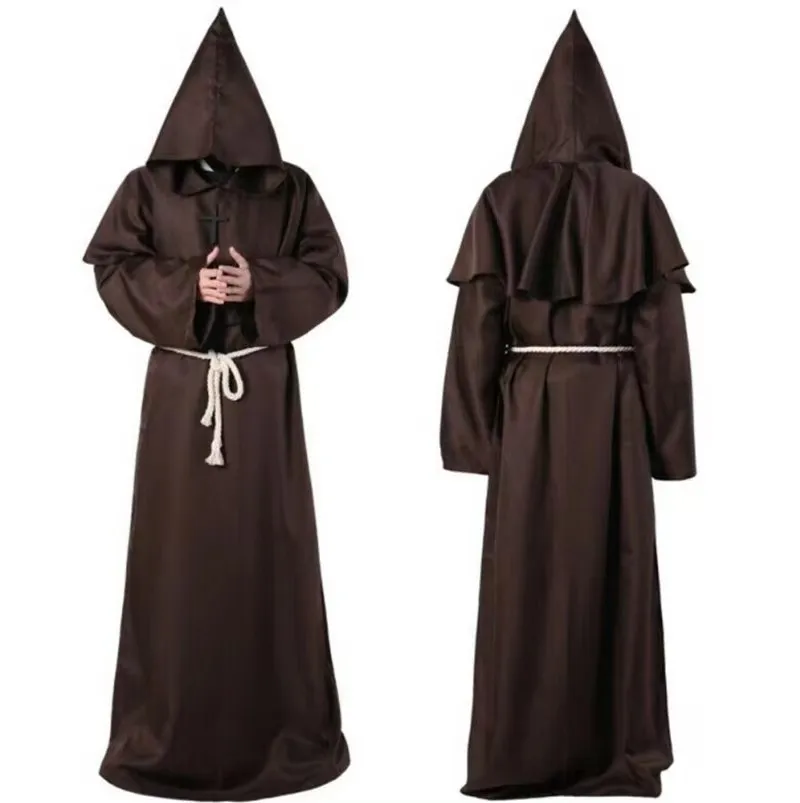 Halloween Cos Costume Ancient Costume Medieval Monk Clothing Monk Robe Wizard Clothing Priest Clothing