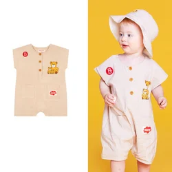 In Stock Korean Baby Rompers 2024 Summer Newborn Clothes Infant Girl Boy One Pieces Bodysuit Baby Jumpsuit