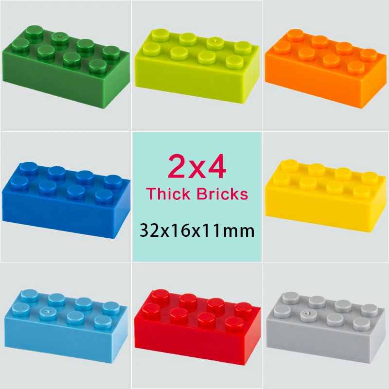 

2x4 Dots Thick Bricks Blocks MOC Creative Educational Toys Building Assemblage Kids Learning Gift Size Compatible Brand 3001