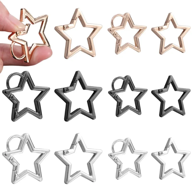 Pentagram Metal Ring Spring Clasp Star Shape Lobster Clasp Connection Buckle for DIY Jewelry Making Keychain Pendant Accessories