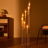 4Sets 7 Arms Floor Candelabra Wedding Centerpieces Gold 48" Tall Metal Candlestick Holders with Acrylic Removable Lampshade 2
