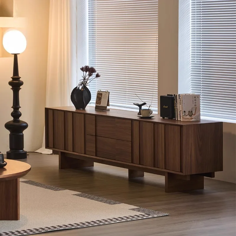 Solid Wood TV Stand Coffee Table Set Mid Century Modern Storage All In One Living Room Cabinetry Furniture Unit TV Stands Home