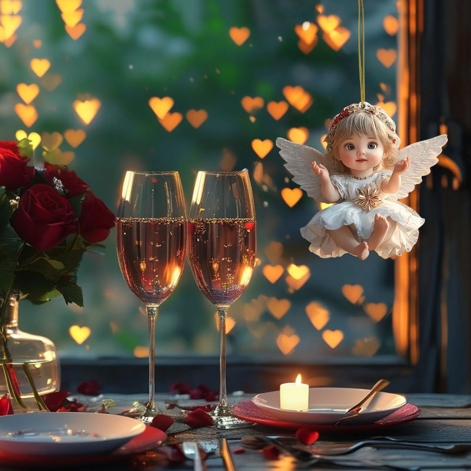 Valentine'S Day Cute Supplies Angel Baby 2d Flat Acrylic Bag Keychain Pendant Car Rearview Pendant Festival Popular Decorations 3