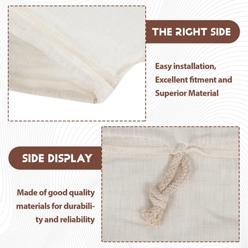 ABVJ-2-Piece Cheese Cloth, Fine Mesh Cord Cheesecloth Bag, Multiple-Use Cheese Cloth For Filtering, Reusable Food Filter