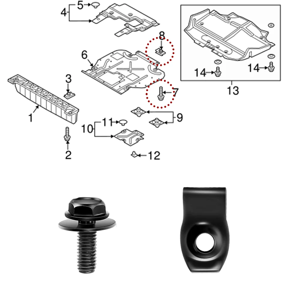 CarBodyBoltsUnutClipsM6EngineUnderCoverSplashShieldGuard
